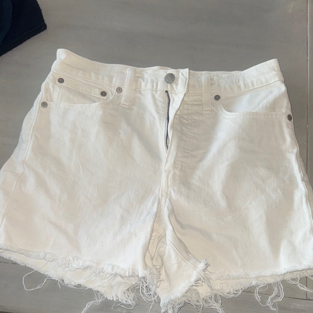 Madewell White Frayed Hem Jean Shorts